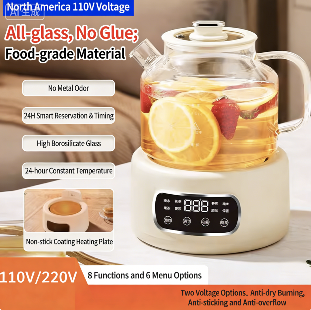 New All-Glass Health Pot, Multifunctional Teapot & Kettle for Home Use, 110V Compatible