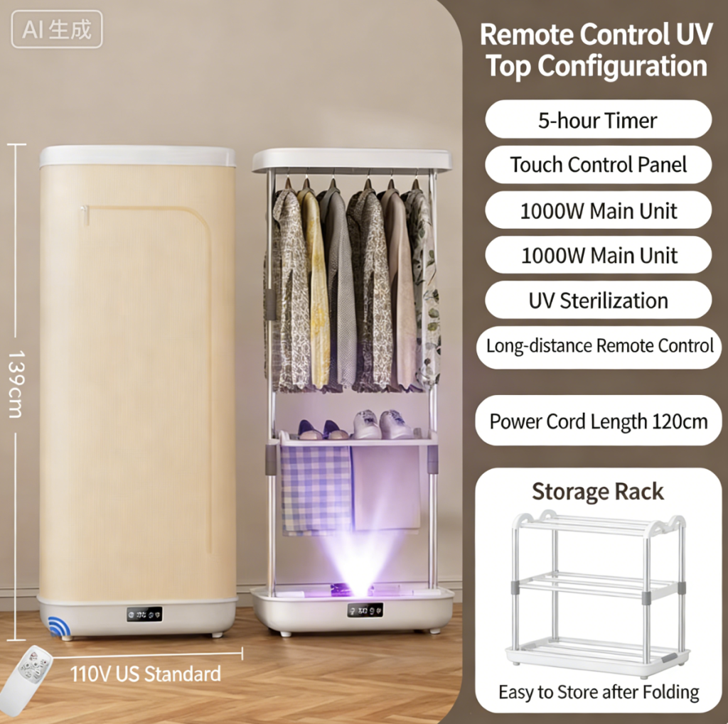 Household Small Dryer, 110V Fully Automatic 2025 New Model, Foldable Clothes Dryer, Dormitory Essential, Large Capacity