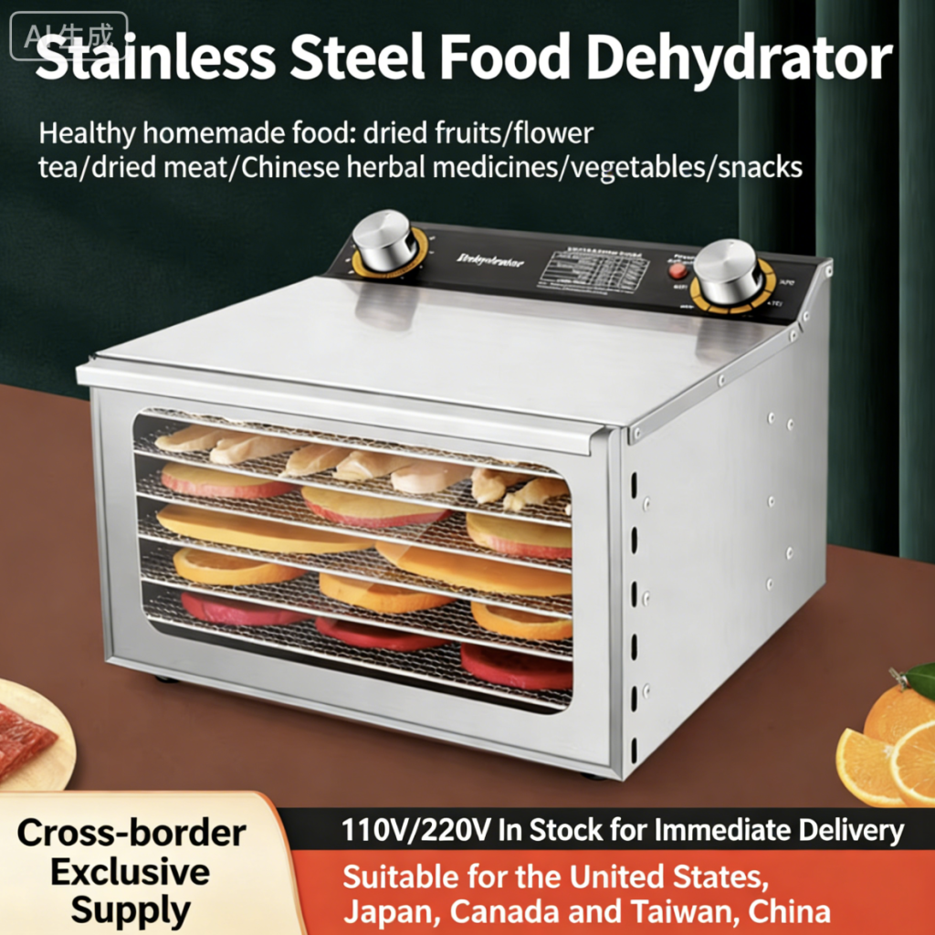 110V 8-Tray Food Dehydrator, Household Small & Large Capacity Dryer for Pet Treats, Jerky, Fruits and Vegetables