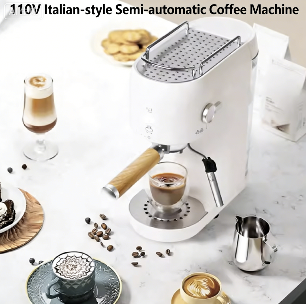 110V Espresso Machine, Compact Semi-Automatic Coffee Maker with Automatic Milk Frother for Home Use