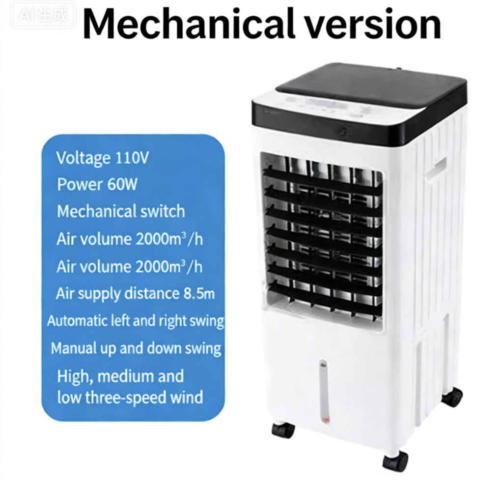 110V Air Cooler for Export to Taiwan, Mini Household Electric Fan, Evaporative Cooler for Bedroom and Dormitory, Portable Water-Cooled Air Conditioner