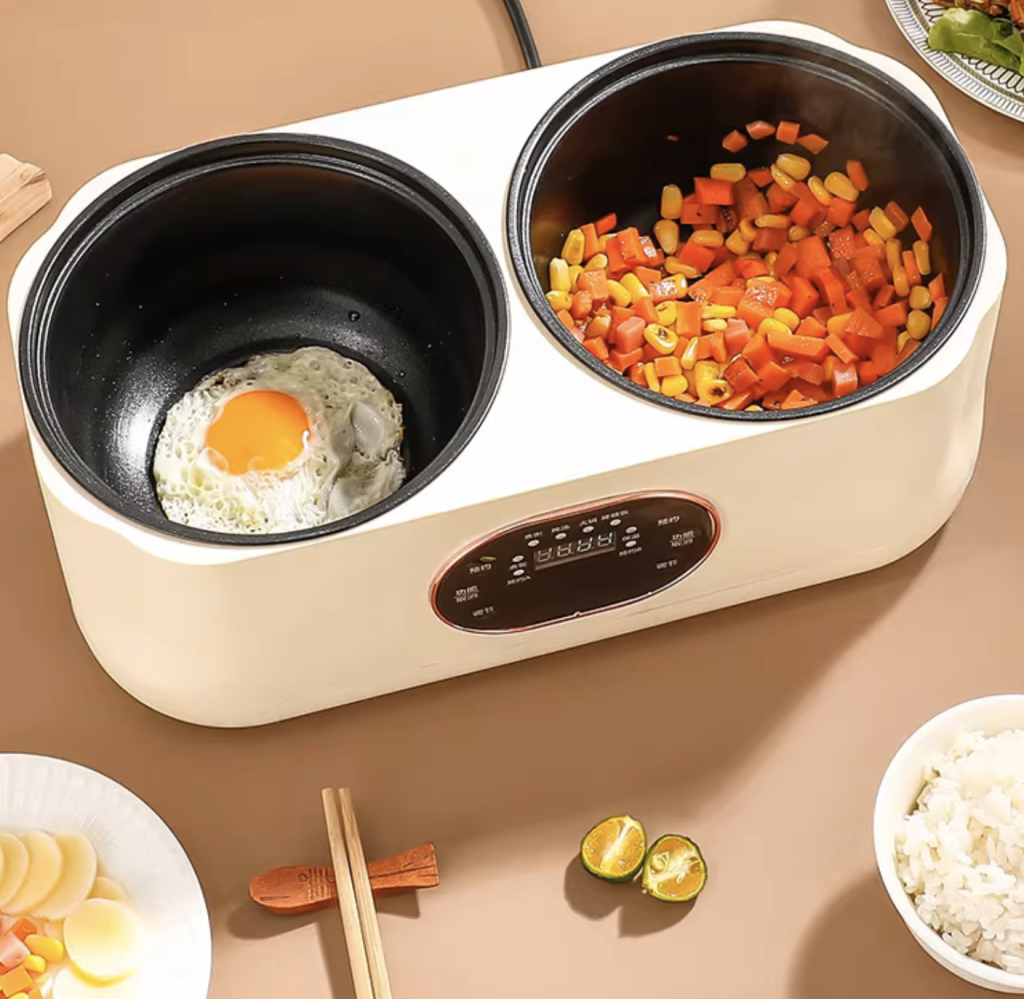 110V Smart Reservation Double Pot Multifunctional Electric Cooker for Home – Non-stick Low-sugar Rice Cooker for Soup & Porridge