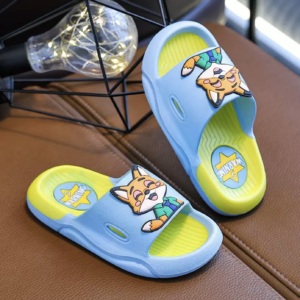 Cartoon Toddler Closed Toe Slide Sandals | Adjustable Strap Dual Wear Non Slip EVA Kids Slippers for Indoor Bath & Beach, Boys Girls