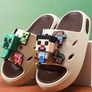 Cartoon Toddler Closed Toe Slide Sandals | Adjustable Strap Dual Wear Non Slip EVA Kids Slippers for Indoor Bath & Beach, Boys Girls