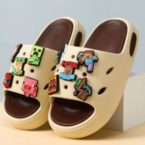 Cartoon Toddler Closed Toe Slide Sandals | Adjustable Strap Dual Wear Non Slip EVA Kids Slippers for Indoor Bath & Beach, Boys Girls