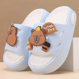 Cartoon Toddler Closed Toe Slide Sandals | Adjustable Strap Dual Wear Non Slip EVA Kids Slippers for Indoor Bath & Beach, Boys Girls