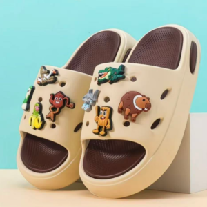 Cartoon Toddler Closed Toe Slide Sandals | Adjustable Strap Dual Wear Non Slip EVA Kids Slippers for Indoor Bath & Beach, Boys Girls